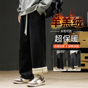 217-2-NK557-P45 冬季新款羊羔绒加绒加厚直筒休闲裤男大码卫裤图片