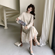 26春新款现-法式甜系拼接设计绝美连衣长裙2615-P180K288，女装连衣裙，2B190
