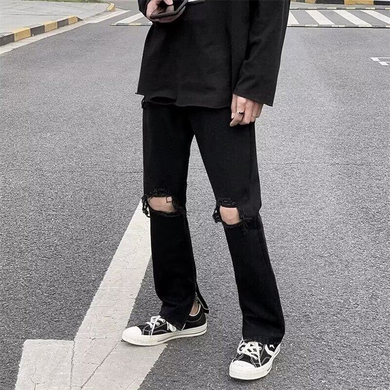 ins夏季破洞牛仔裤男潮牌百搭2025新款直筒裤港风街头宽松,男装牛仔裤,星座218-1（原230）