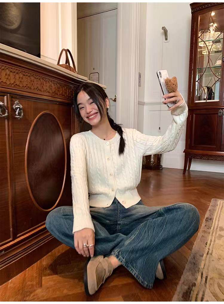 2025年秋季针织常规款甜美长袖时尚百搭通勤开衫，女装针织衫/毛衣，半城羊绒