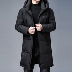 长款羽绒服男冬装新款宽松中年男士连帽鸭绒外套KCN20969-5-P315，男装羽绒服，电商B212（原钱塘6029）