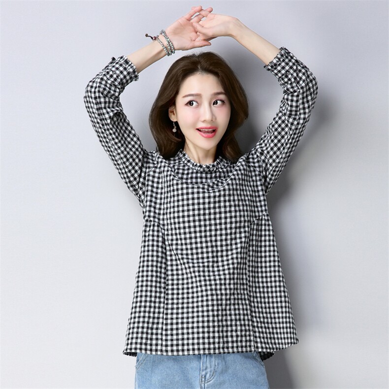 宽松潮流休闲长袖时尚气质清纯圆领长袖T恤2021年春季,女装T恤,小林双子