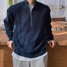 秋季新款百搭半拉链高领毛衣男潮流针织衫外套慵懒风衣服SW8218，男装风衣，星座516A