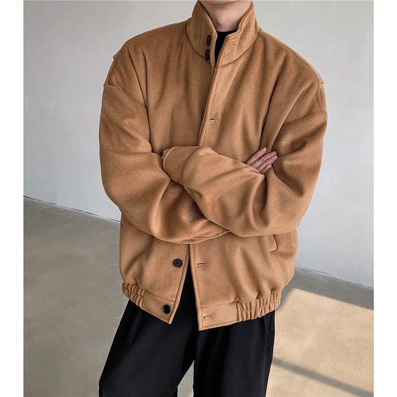 冬季高级感立领毛呢外套韩版潮流夹克ins痞帅棉服上衣D383P108,男装夹克,电商A335-1（原A458）