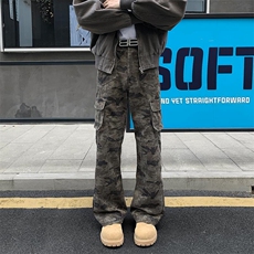痞帅迷彩工装裤多口袋大码拼接显瘦微喇裤男K24054-特P58控108，男装工装外套，电商A001