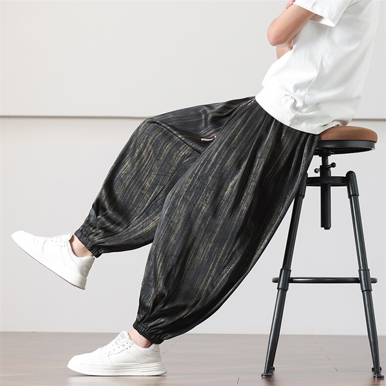 2025夏季风定制花灯笼裤男士大码宽松冰丝休闲裤A203-811P75，男装休闲裤，星座815（原A203）