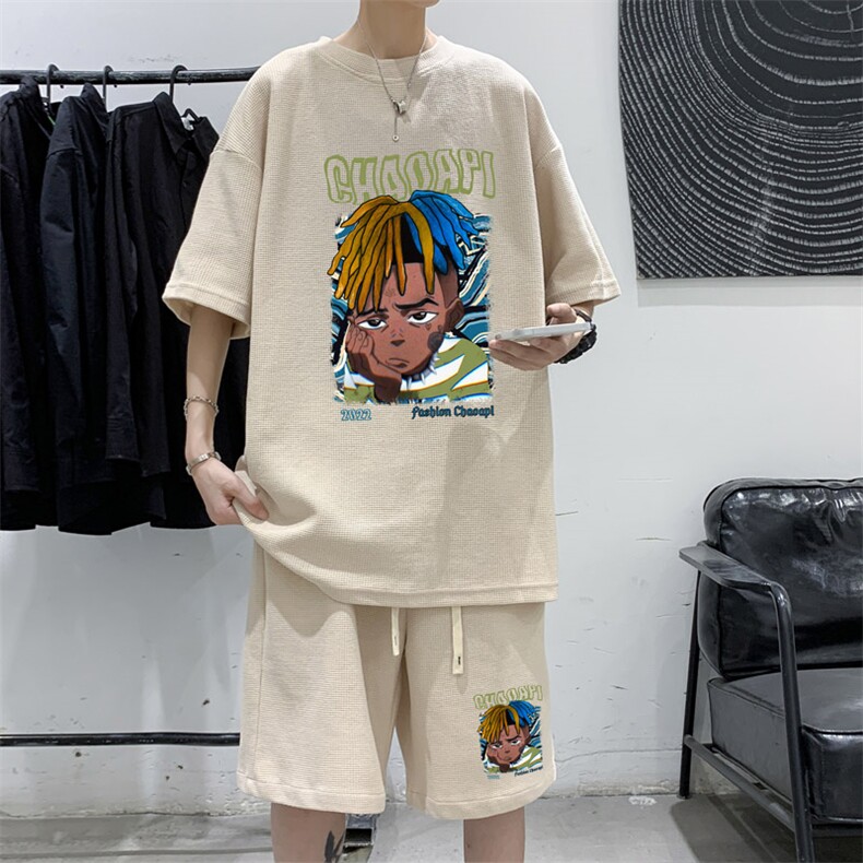 ！数据好！2022男士潮牌华夫格短袖T恤套装HTZ05P50,男装T恤,电商B220