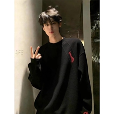 黑色白色美式刺绣拼接卫衣男款重磅华夫格纹保暖潮流时尚ZW70P35，男装棉衣，星座1112-1