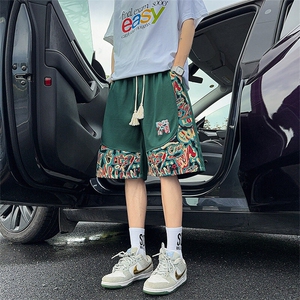 短裤男夏季美式复古拼接五分裤潮牌宽松大码XZ102B-1DK2509P30图片