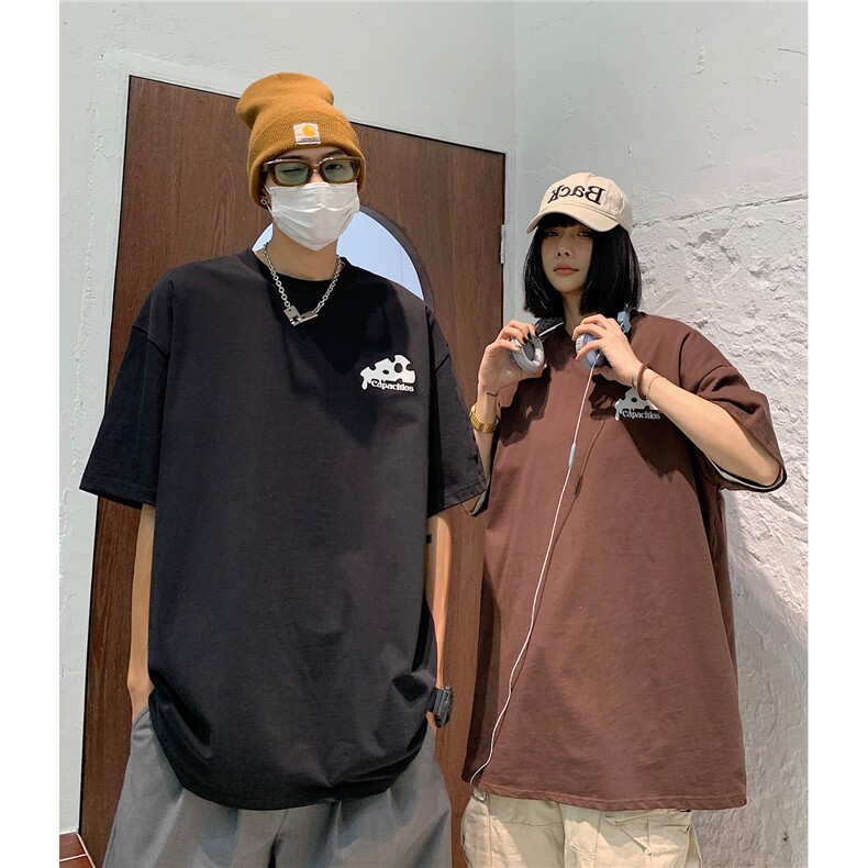 情侣装夏装新款高街潮设计奶酪发泡印花宽松半袖t恤潮D293P28,男装T恤,电商A335-1（原A458）