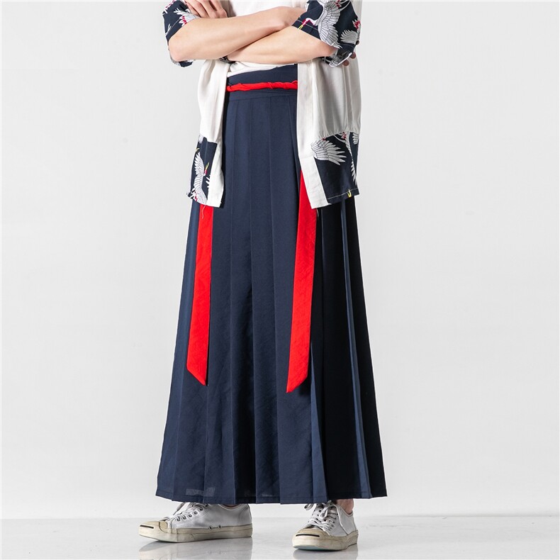 夏季风汉服宋裤一片式裙绑带裙裤情侣款百褶马面裙K129/P85,男装民族服装,电商A221A