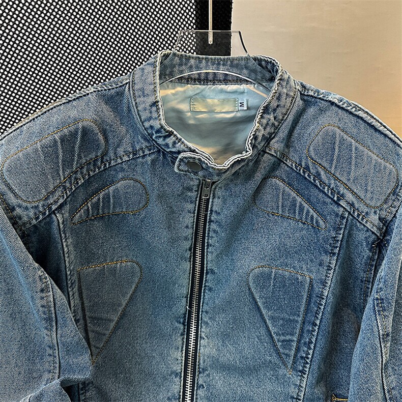 小众复古立领垫肩牛仔外套立体解构设计夹克机车服男JK08959-P78,男装夹克,星座308B-1