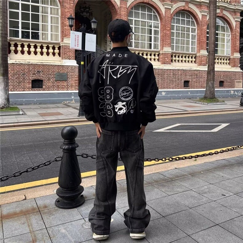 美式高街飞行员夹克外套女春秋新款宽松百搭学院风棒球服女小个子,男装夹克,星座506A