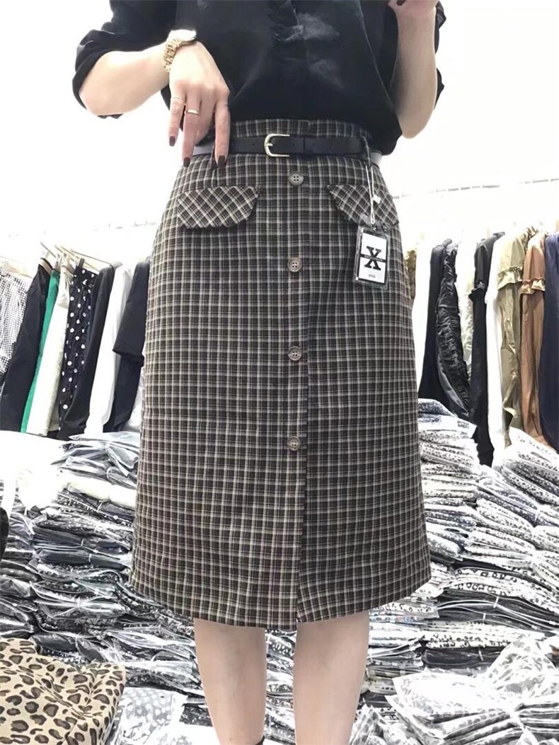 简约格子裙，其它，昕叶良品