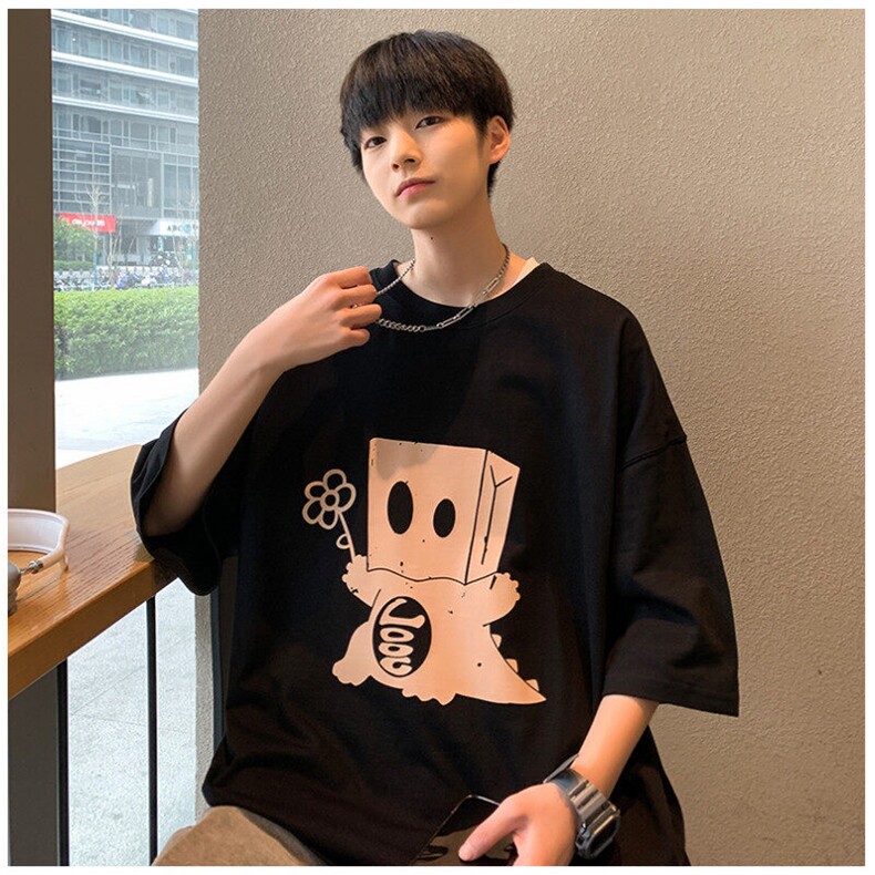 春夏新款趣味纸袋恐龙印花短袖宽松M~5XLXZ604-DT219-P25控39,男装T恤,星座604