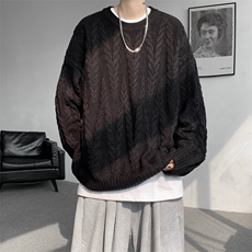 8XL-M麻花毛衣男宽松大码慵懒风情侣圆领针织衫线衣外套MY1512P65，男装针织衫/毛衣，电商B238