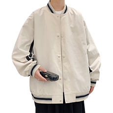 小牛津上衣夹克宽松落肩拼色棒球服外套XZ214-8JK701-P65，男装夹克，星座1204-3