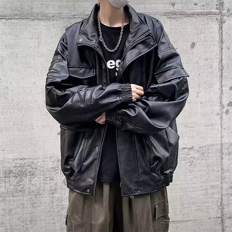 美式复古重磅高级感机车皮衣夹克外套男女潮牌飞行服Y1017P83网图,男装夹克,电商B245