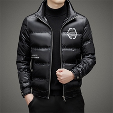 羽绒服男冬季PU皮上衣新款立领休闲男装中年厚款保暖男士外套，男装羽绒服，电商B212（原钱塘6029）