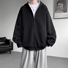 8XL-M500克潮牌百搭卫衣男美式情侣连帽撞色休闲廓形外套WY33P68，女装短外套，电商D206-1