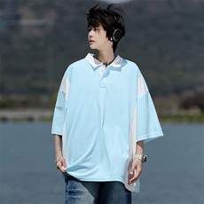 8XL-M拼接撞色短袖t恤男款夏季新款半袖POLO衫加肥加大码DT004P38，男装Polo衫，电商B312