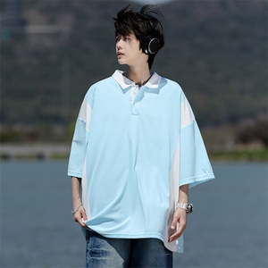 8XL-M拼接撞色短袖t恤男款夏季新款半袖POLO衫加肥加大码DT004P38图片