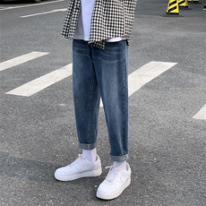 秋季牛仔裤男潮牌宽松潮流百搭直筒韩版休闲阔腿裤长裤子7190-P45，男装牛仔裤，电商A318