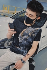 夏潮牌社会小伙短袖数码印花t恤潮男网红打底衫C301B-DT32，男装T恤，电商C301B