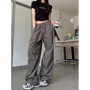 美式阔腿伞兵工装裤男女宽松复古休闲裤潮牌长裤束脚WLG8433-P40图片