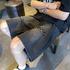 高街牛仔短裤夏季五分裤男个性破洞百搭休闲裤DK337/P35，男装牛仔裤，电商D202-1