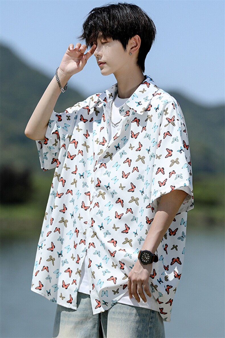 8XL-M花衬衫男短袖夏季薄款冰丝半袖宽松大码休闲外套DC28008P38,男装衬衫,电商B312