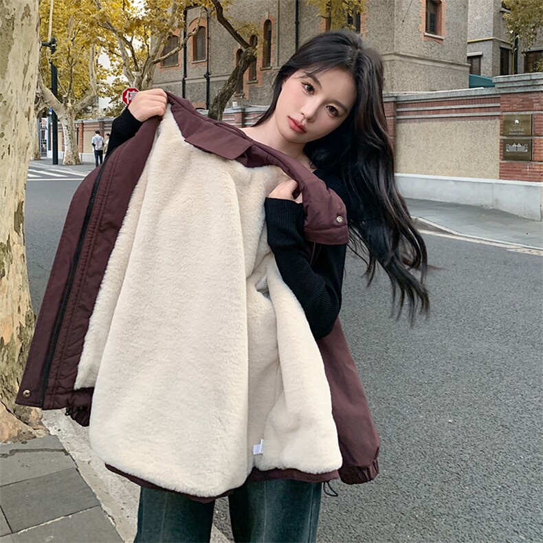 红短款冲锋衣棉服外套女冬2024新款高级感学院风棉衣小棉袄,女装短外套,2C129