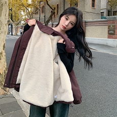 红短款冲锋衣棉服外套女冬2024新款高级感学院风棉衣小棉袄，女装短外套，2C129