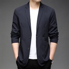 西装男士休闲两粒扣外套爸爸纯色正装单件便服上衣HPN688052-P170图片