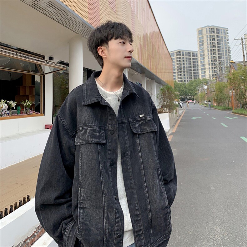 美式水洗牛仔夹克男春秋季高街潮流宽松潮牌百搭工装外套WH09-P68图片