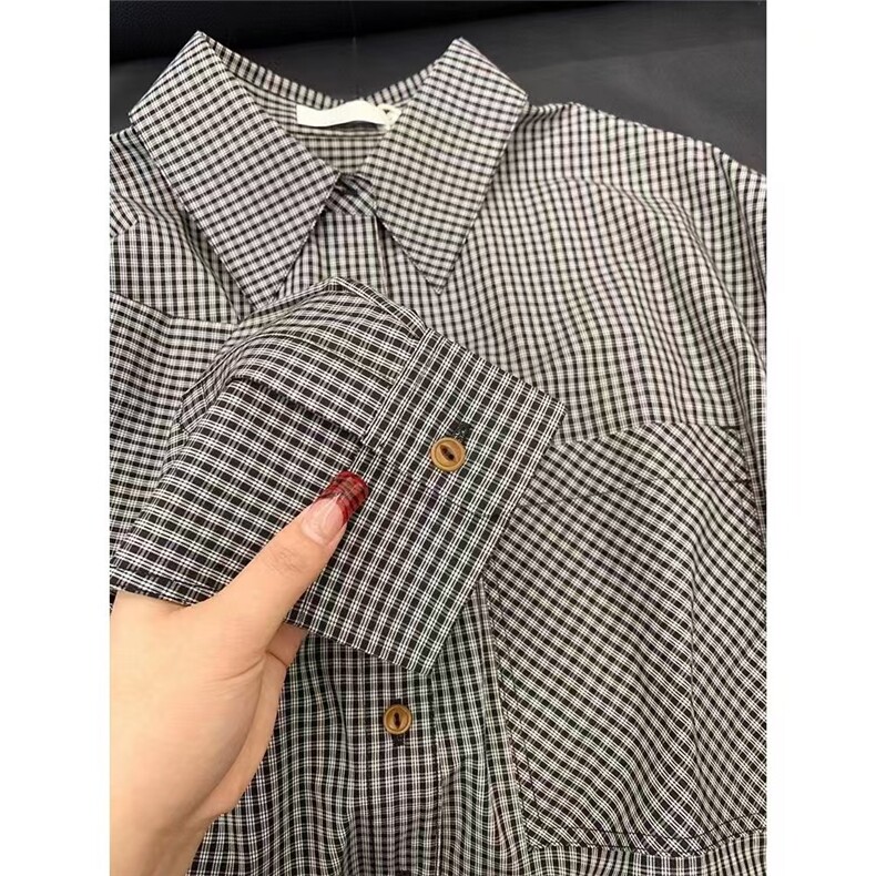 韩系格子衬衫外套秋季新款设计感衬衣小众开衫上衣LS235P46,男装衬衫,星座1013-5