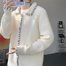 polo翻领针织毛衣男秋冬加厚外穿慵懒风羊毛开衫上衣外套MY1229，男装针织衫/毛衣，电商D206-1