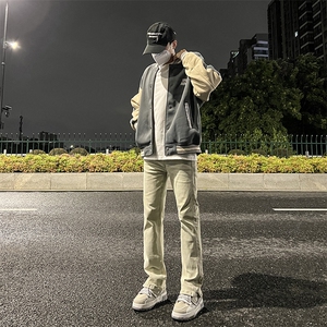 美式高街水洗做旧牛仔裤男女同款ins渐变复古直筒裤潮YD754-P50