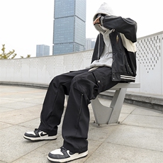 休闲裤男韩版潮流口袋2024冬季新款ins长裤K4748-常规P36-加绒43，男装休闲裤，星座412-3