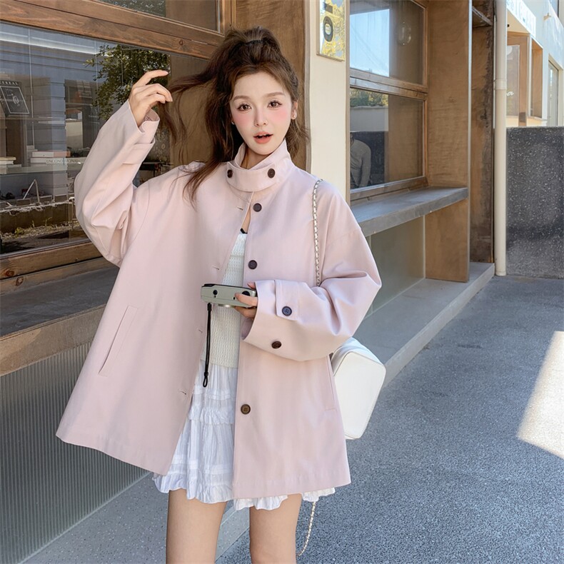 【新款】设计感袖里撞格短风衣外套2C372-839-P155控228,女装风衣,2C372