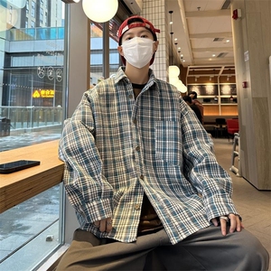 23秋冬 日系潮牌加厚格子衬衫复古长袖衬衣外套中性风 H223/P50图片