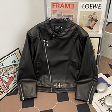 立领短款皮衣夹克外套男酷帅穿搭6662P82，男装夹克，星座410-2