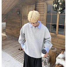 网络图现货美式复古假两件拼接翻领卫衣男春季潮SNF03-P55，男装卫衣，星座1109-4