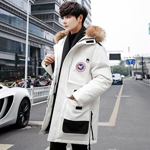 2021 中长款加厚大毛领连帽外套韩版羽绒服男 电商B247 MY81图片
