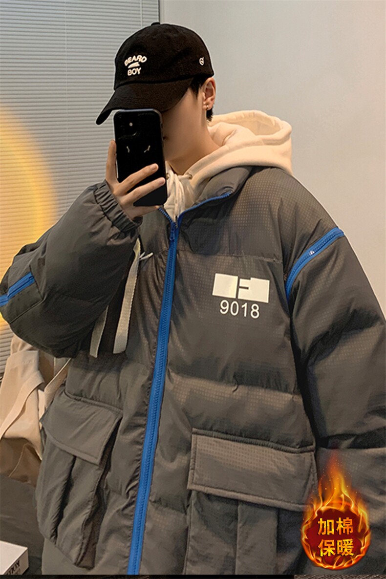 男棉衣拼接设计感冬季潮流工装口袋保暖棉服Z21AW112-P165限198,男装棉衣,电商A089-1