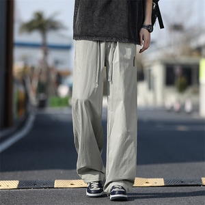 胖胖哥日系冰丝薄款裤子男夏季垂感宽松直筒休闲裤潮流大码运动裤图片