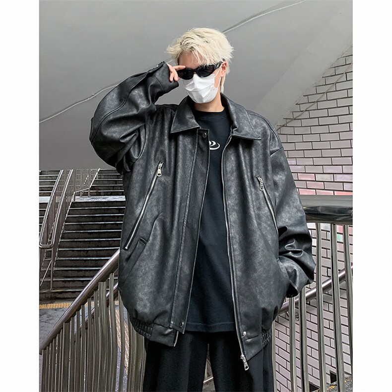 Wt8226-P85美式做旧PU皮宽松型夹克,男装夹克,星座1501-1