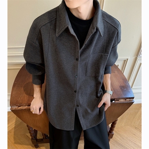秋季男装夹克复古毛呢外套潮牌宽松百搭上衣XZ514-2-CS2610-P68