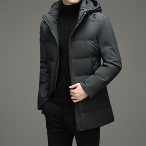 羽绒服男2023新款冬季灰鸭绒加厚保暖外套中青年可脱卸帽上衣男装图片