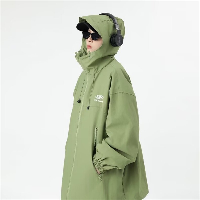 美式户外连帽秋季冲锋衣设计感外套女潮牌oversize夹克CF197-P60图片